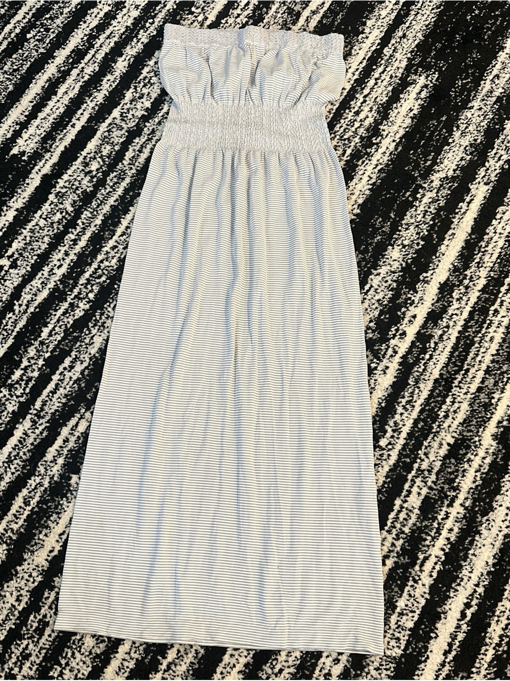 Striped Blue and White Smocked Tube Dress for Kids